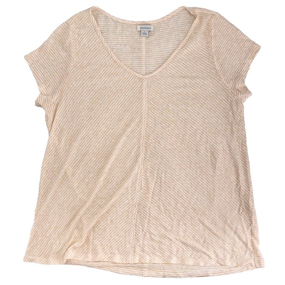 🚨Sundance Womens Size Large 100% Linen V-Neck Tee Shirt Short Sleeves Pullover - Picture 6 of 6